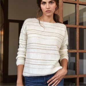 SEZANE Pearl Mohair Jumper Sweater in Cream and Gold - Like New, Medium